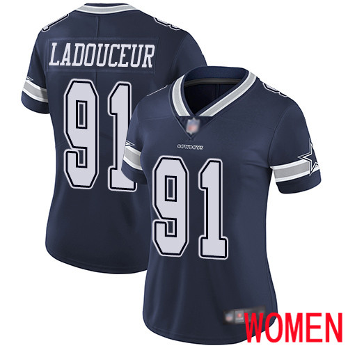 Women Dallas Cowboys Limited Navy Blue L. P. Ladouceur Home #91 Vapor Untouchable NFL Jersey